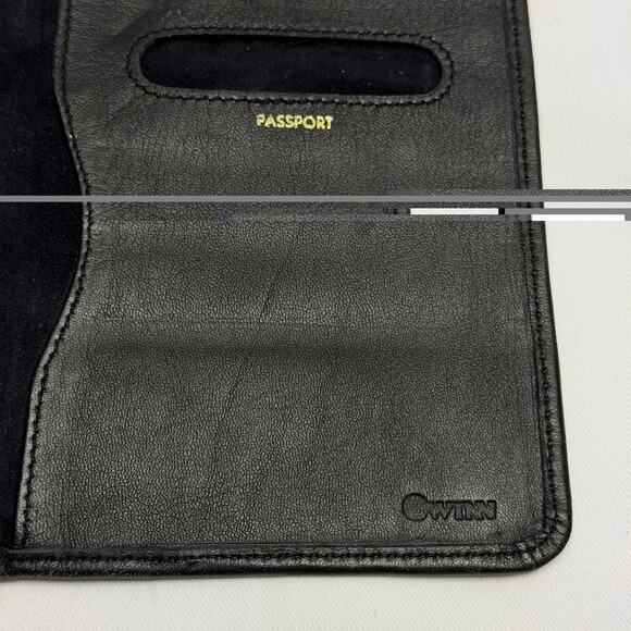 Winn International Lamb Leather Passport Travel Wallet Boarding Pass Black - Picture 7 of 11